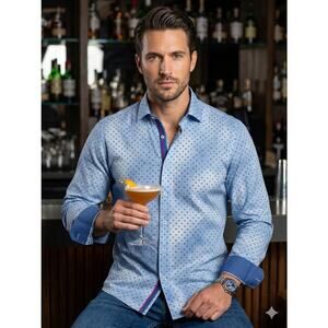 Spazio Uomo 3XL Long Sleeve "Tiny Eye" Pattern‎ Party Shirt